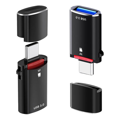 Čitač kartica USB-C Techsuit AluVoltX, USB-A (OTG) - microSD, Crni
