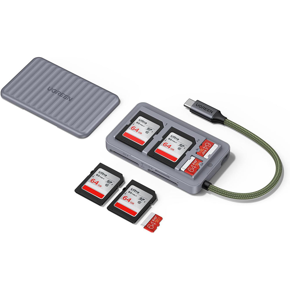 Čitač kartica USB-C sa organizatorom UGREEN 55886, 2 x SD - microSD, Sivi
