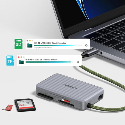 Čitač kartica USB-C sa organizatorom UGREEN 55886, 2 x SD - microSD, Sivi