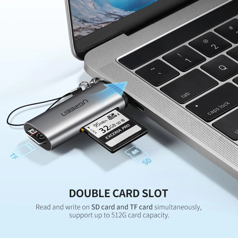 Čitač kartica USB-C UGREEN CM184, SD - microSD, Sivi