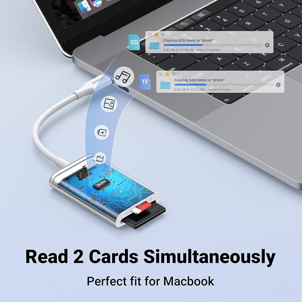 Čitač kartica USB-C UGREEN CM265, SD - microSD, Bela