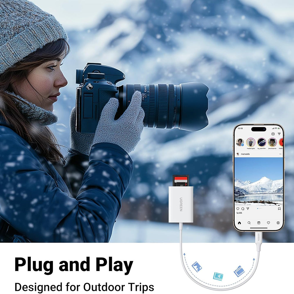 Čitač kartica USB-C UGREEN CM265, SD - microSD, Bela