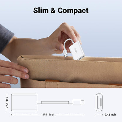Čitač kartica USB-C UGREEN CM265, SD - microSD, Bela