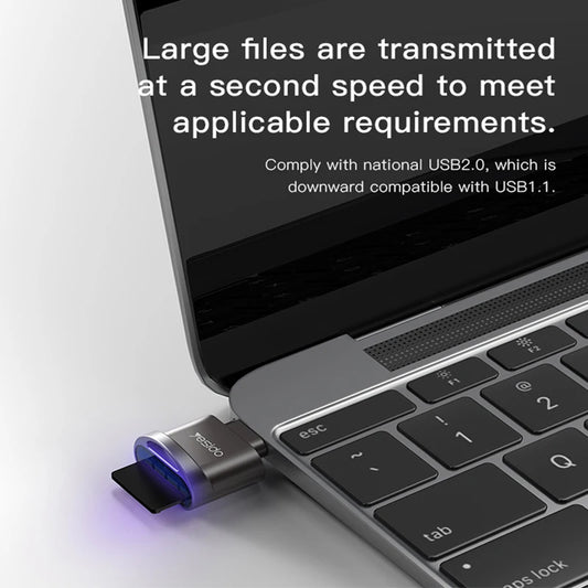 Čitač kartica USB-C Yesido GS19, USB-A (OTG) - microSD, Sivi