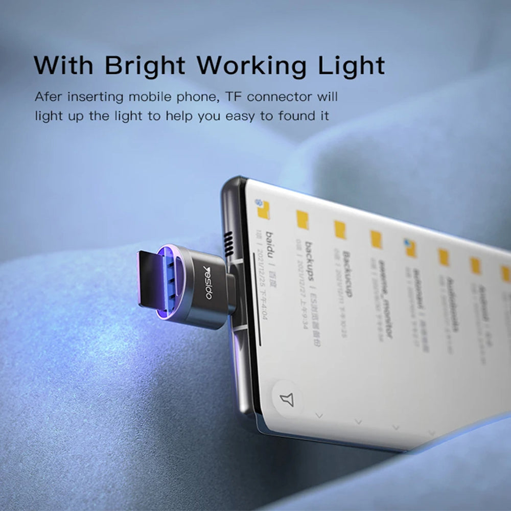 Čitač kartica USB-C Yesido GS19, USB-A (OTG) - microSD, Sivi