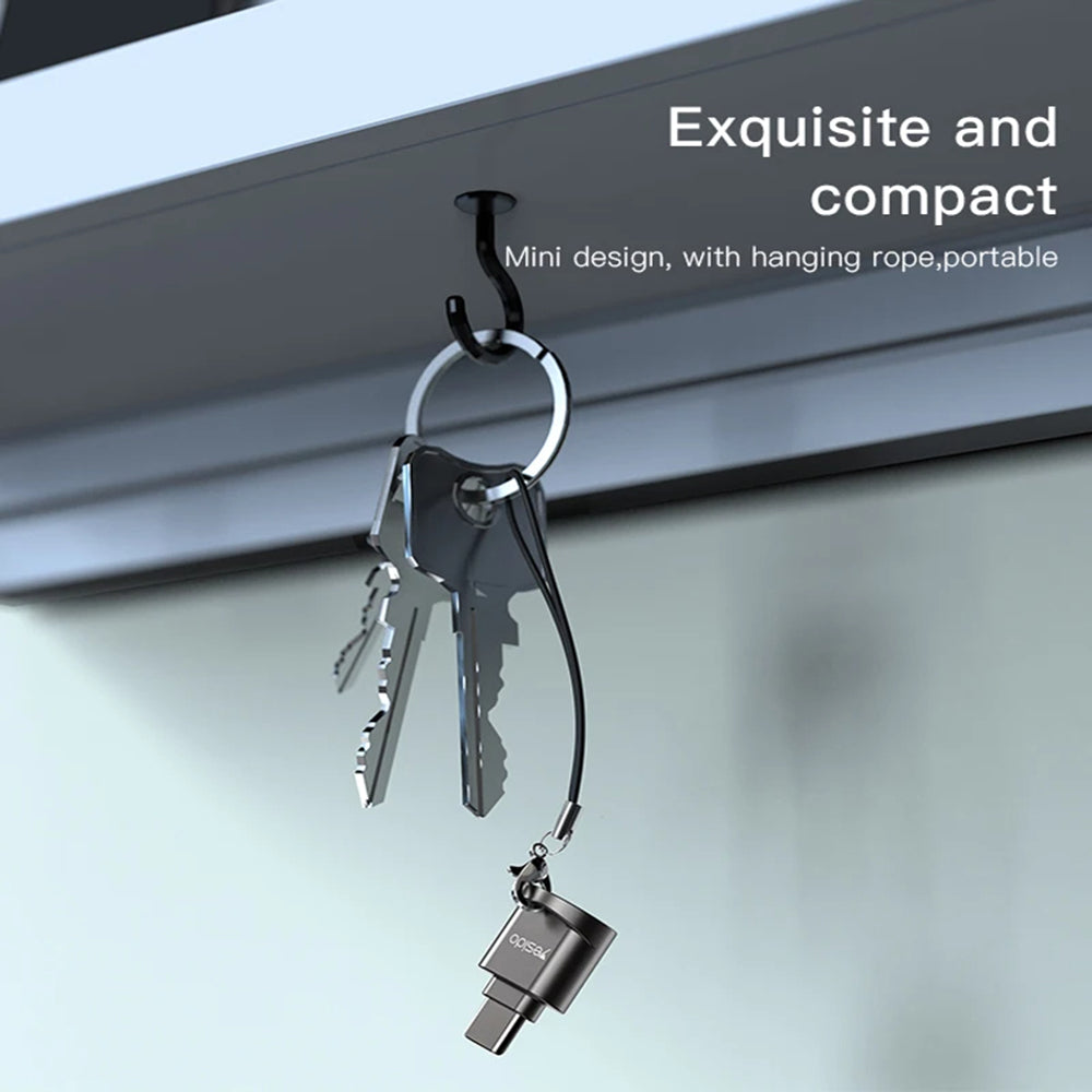 Čitač kartica USB-C Yesido GS19, USB-A (OTG) - microSD, Sivi