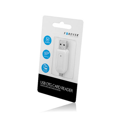 Čitač kartica USB / microUSB Forever, SD - microSD, Bela