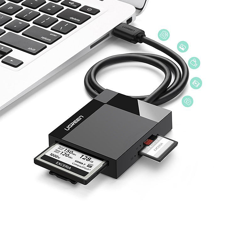Čitač kartica USB 3.0 UGREEN CR125, SD - microSD - CF - MS, Crni