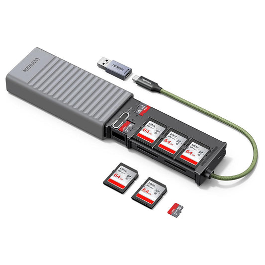 Čitač kartica USB / USB-C sa organizatorom UGREEN CM856 (55899), 2 x SD - microSD, Sivi