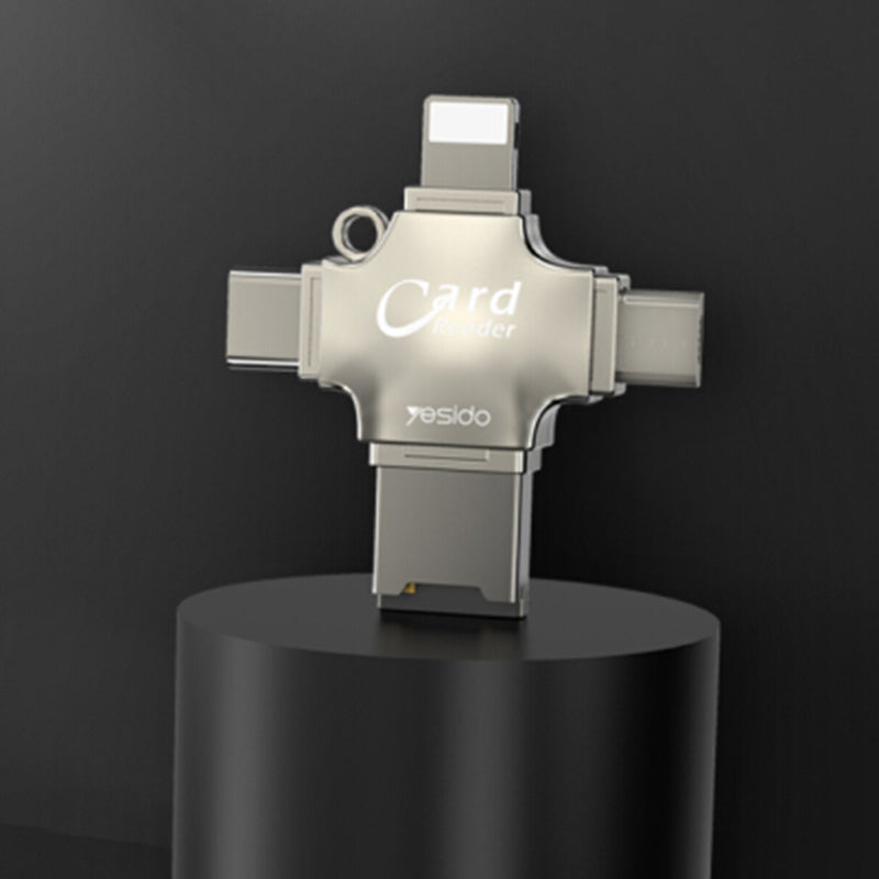 Čitač kartica USB / USB-C / Lightning / microUSB Yesido GS13, microSD, Srebrni