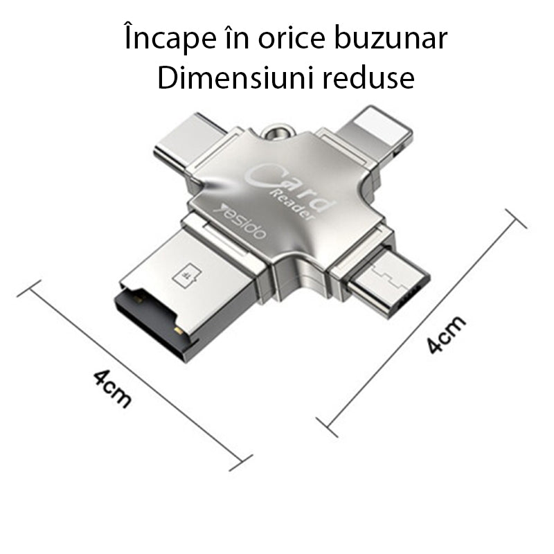 Čitač kartica USB / USB-C / Lightning / microUSB Yesido GS13, microSD, Srebrni
