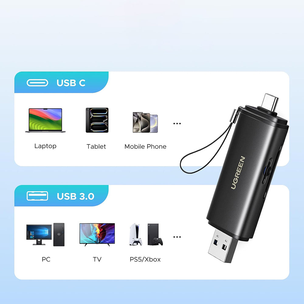 Čitač kartica USB / USB-C UGREEN CM803 (65024), SD - microSD, Crna