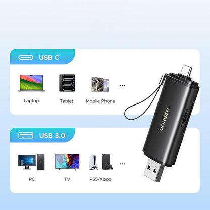 Čitač kartica USB / USB-C UGREEN CM803 (65024), SD - microSD, Crna