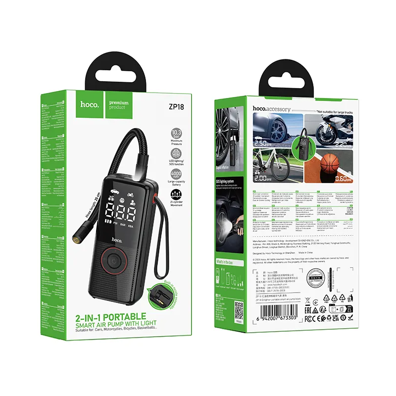 Auto kompresor HOCO ZP18, Crni