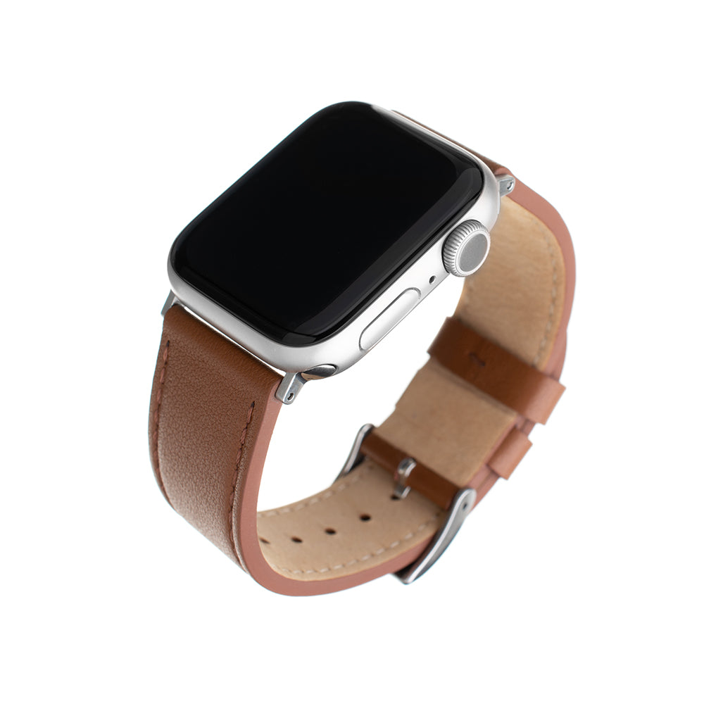 Kaiš Fixed Leather za Apple Watch 49mm / 46mm / 45mm / 44mm / 42mm serije, Braon