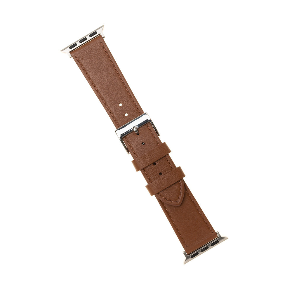 Kaiš Fixed Leather za Apple Watch 49mm / 46mm / 45mm / 44mm / 42mm serije, Braon