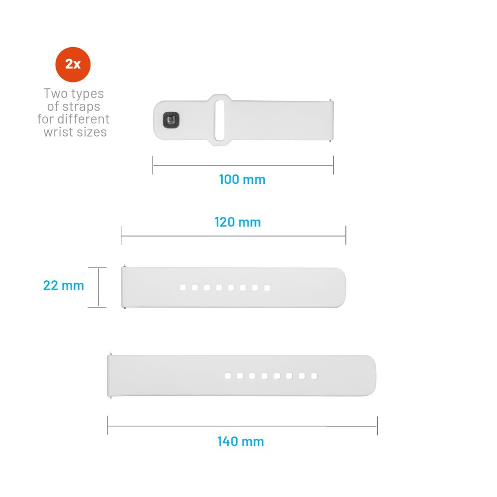 Curea Fixed Silicone Sporty za Huawei Watch / Xiaomi Watch Series, 22mm, Bela