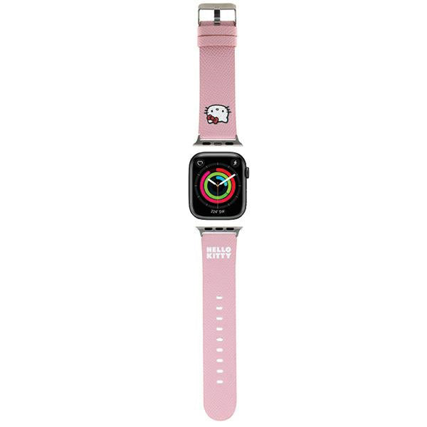 Kaiš Hello Kitty Leather Kitty Head za Apple Watch 42mm / 41mm / 40mm / 38mm seriju, Roze