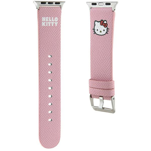 Kaiš Hello Kitty Leather Kitty Head za Apple Watch 42mm / 41mm / 40mm / 38mm seriju, Roze