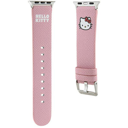 Kaiš Hello Kitty Leather Kitty Head za Apple Watch 42mm / 41mm / 40mm / 38mm seriju, Roze
