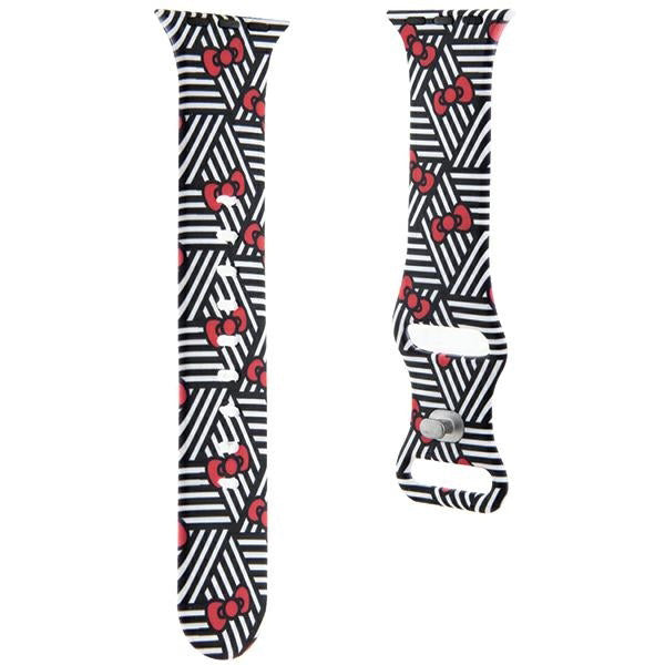 Kaiš Hello Kitty Silicone Bows & Stripes za Apple Watch 42mm / 41mm / 40mm / 38mm seriju, crni
