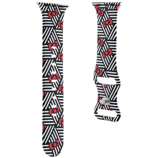 Kaiš Hello Kitty Silicone Bows & Stripes za Apple Watch 42mm / 41mm / 40mm / 38mm seriju, crni