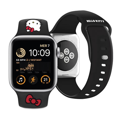 Kaiš Hello Kitty Silicone Kitty Head za Apple Watch 42mm / 41mm / 40mm / 38mm seriju, crni