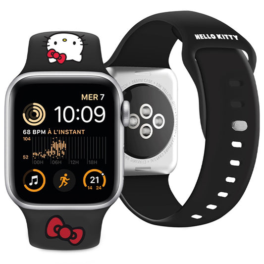 Kaiš Hello Kitty Silicone Kitty Head za Apple Watch 49mm / 46mm / 45mm / 44mm / 42mm seriju, Crna