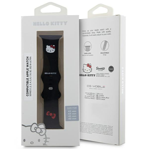 Kaiš Hello Kitty Silicone Kitty Head za Apple Watch 49mm / 46mm / 45mm / 44mm / 42mm seriju, Crna