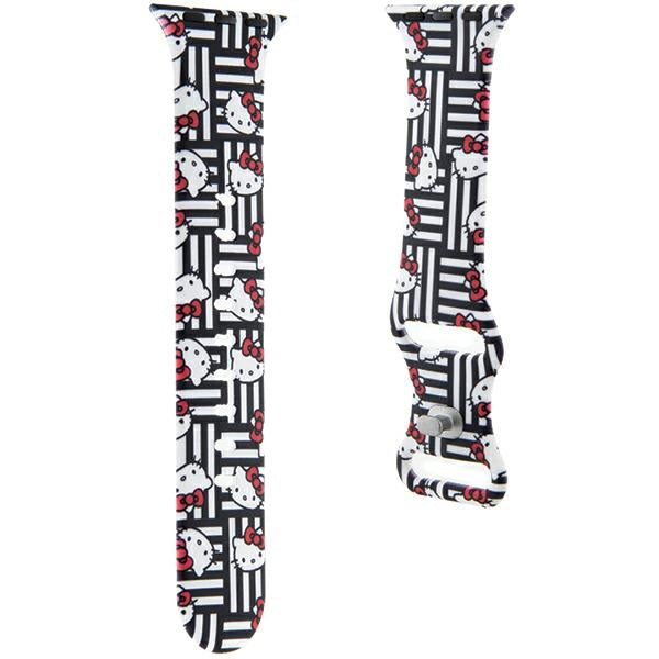 Kaiš Hello Kitty Silicone Kitty Heads & Stripes za Apple Watch 42mm / 41mm / 40mm / 38mm Series, Crna
