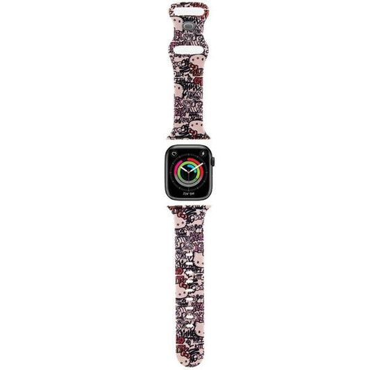 Kaiš Hello Kitty Silicone Tags Graffiti za Apple Watch 42mm / 41mm / 40mm / 38mm seriju, Roze