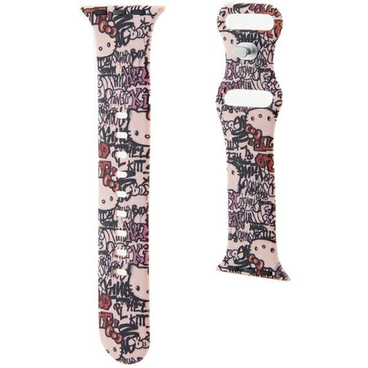 Kaiš Hello Kitty Silicone Tags Graffiti za Apple Watch 42mm / 41mm / 40mm / 38mm seriju, Roze