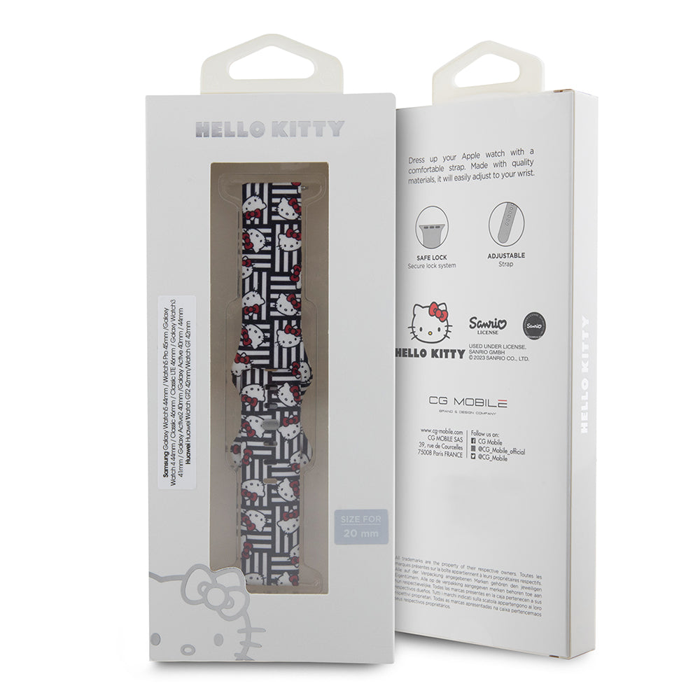 Kaiš Hello Kitty Silicone Tags Graffiti za Samsung Galaxy Watch / Huawei Watch Series, Crna