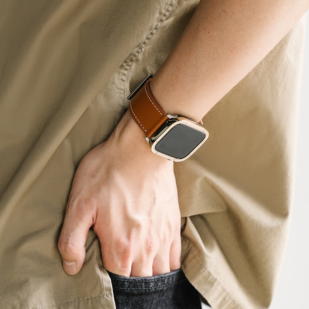 Kaiš Ringke Leather One za Apple Watch 49mm / 46mm / 45mm / 44mm / 42mm seriju, Crni