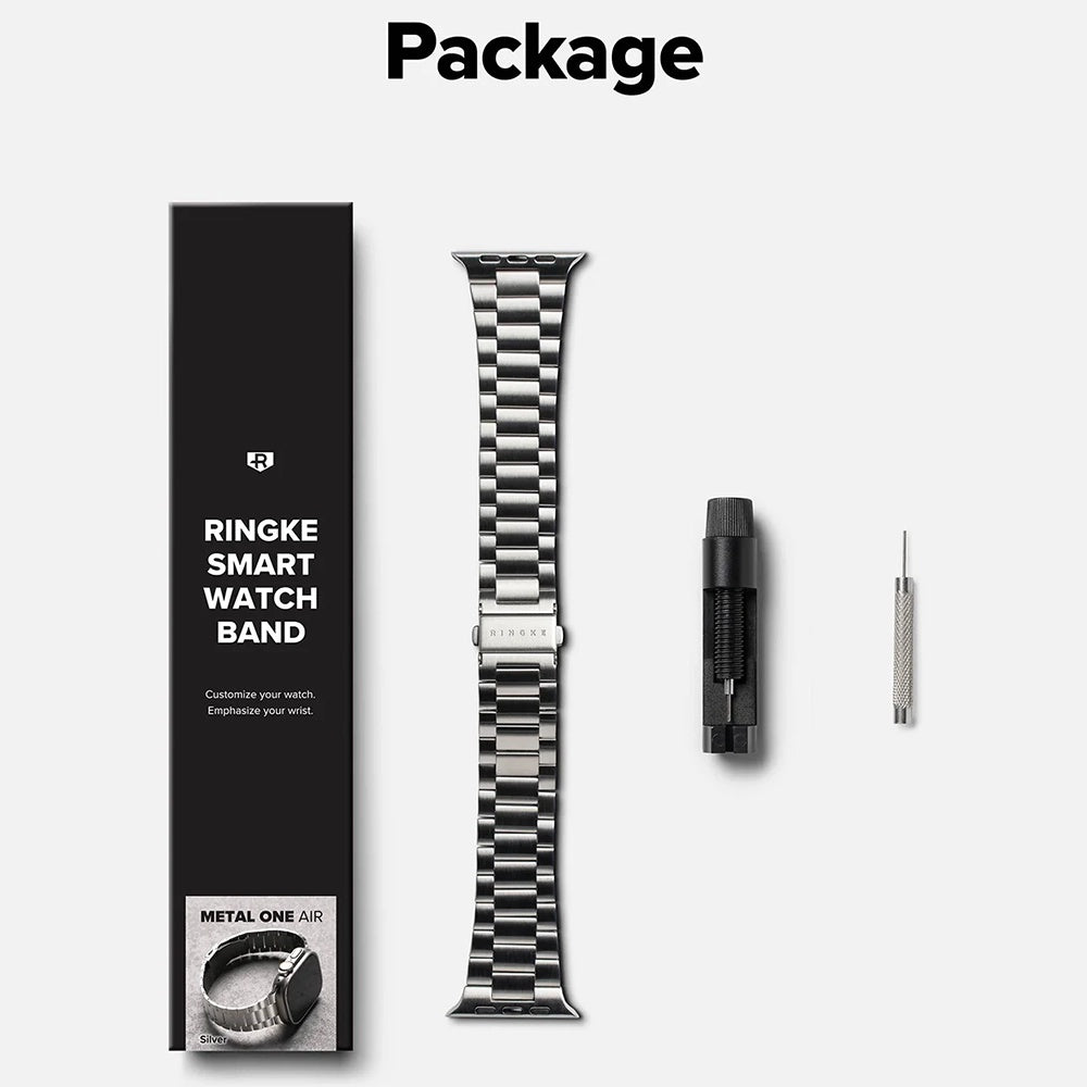 Kaiš Ringke Metal One Air za Apple Watch 49mm / 46mm / 45mm / 44mm seriju, Srebrni