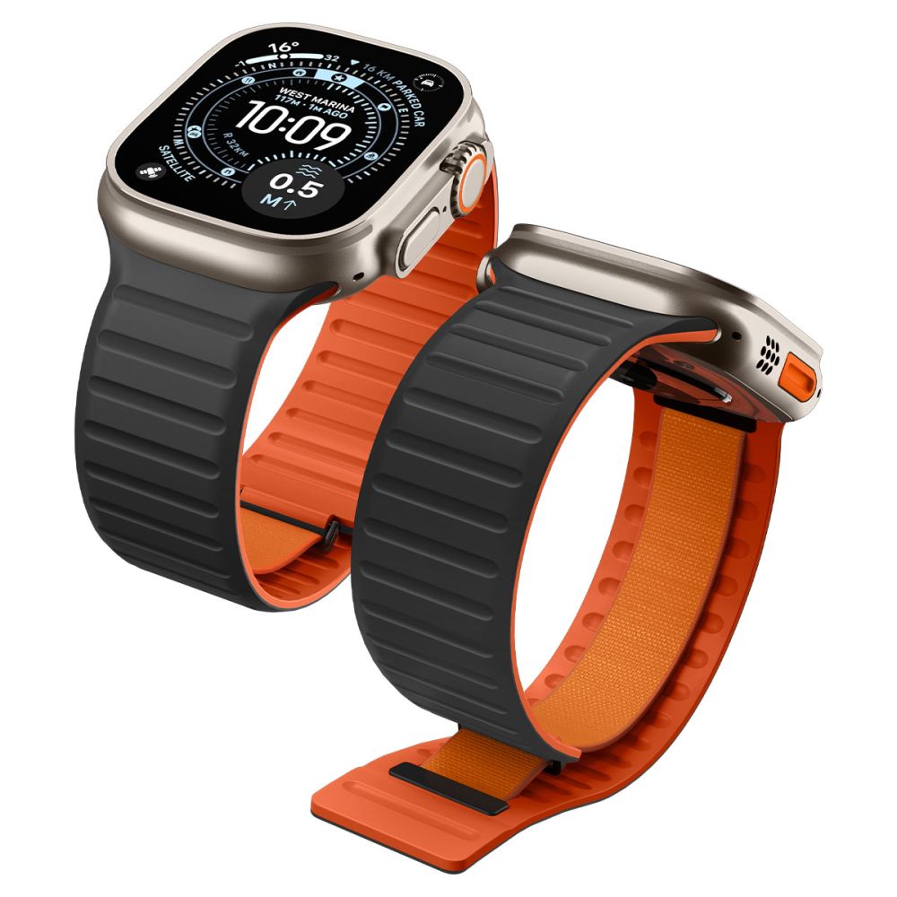 Spigen Athlex Air M kaiš za Apple Watch 49mm / 46mm / 45mm / 44mm Series, Crno Narandžasti AMP11534