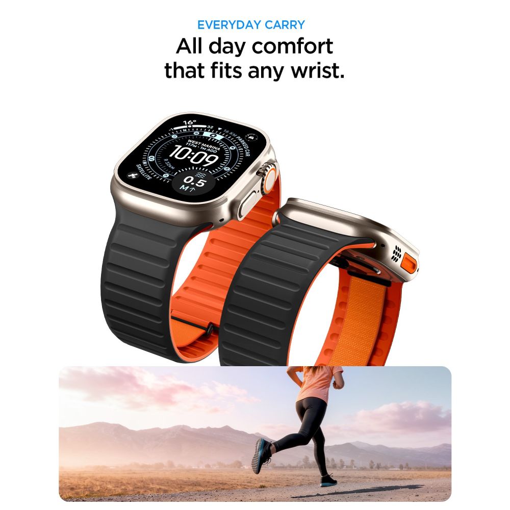 Spigen Athlex Air M kaiš za Apple Watch 49mm / 46mm / 45mm / 44mm Series, Crno Narandžasti AMP11534