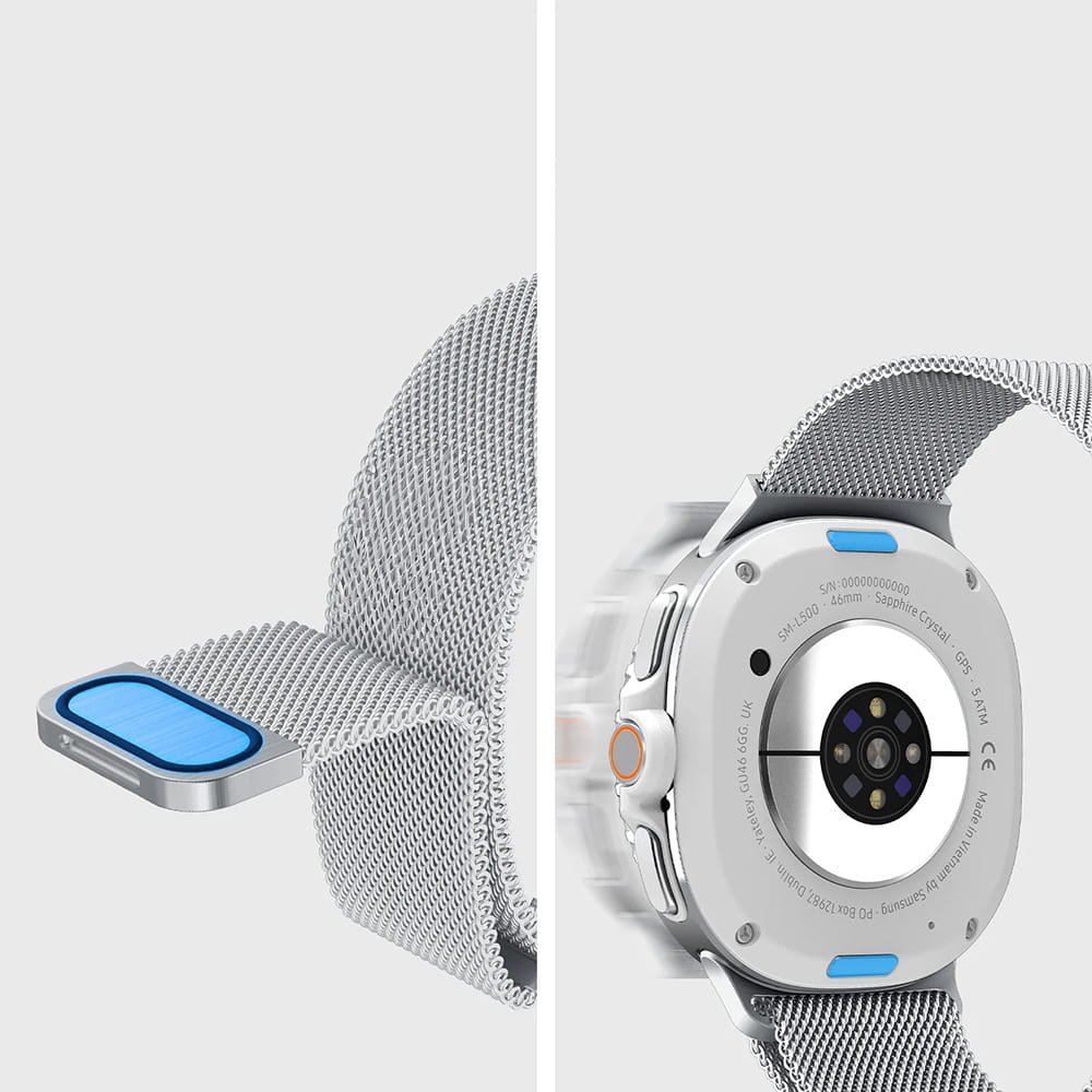Kaiš Spigen Metal Fit za Samsung Galaxy Watch9 / Watch8 / Watch8 Classic Series, Srebrna AMP10121