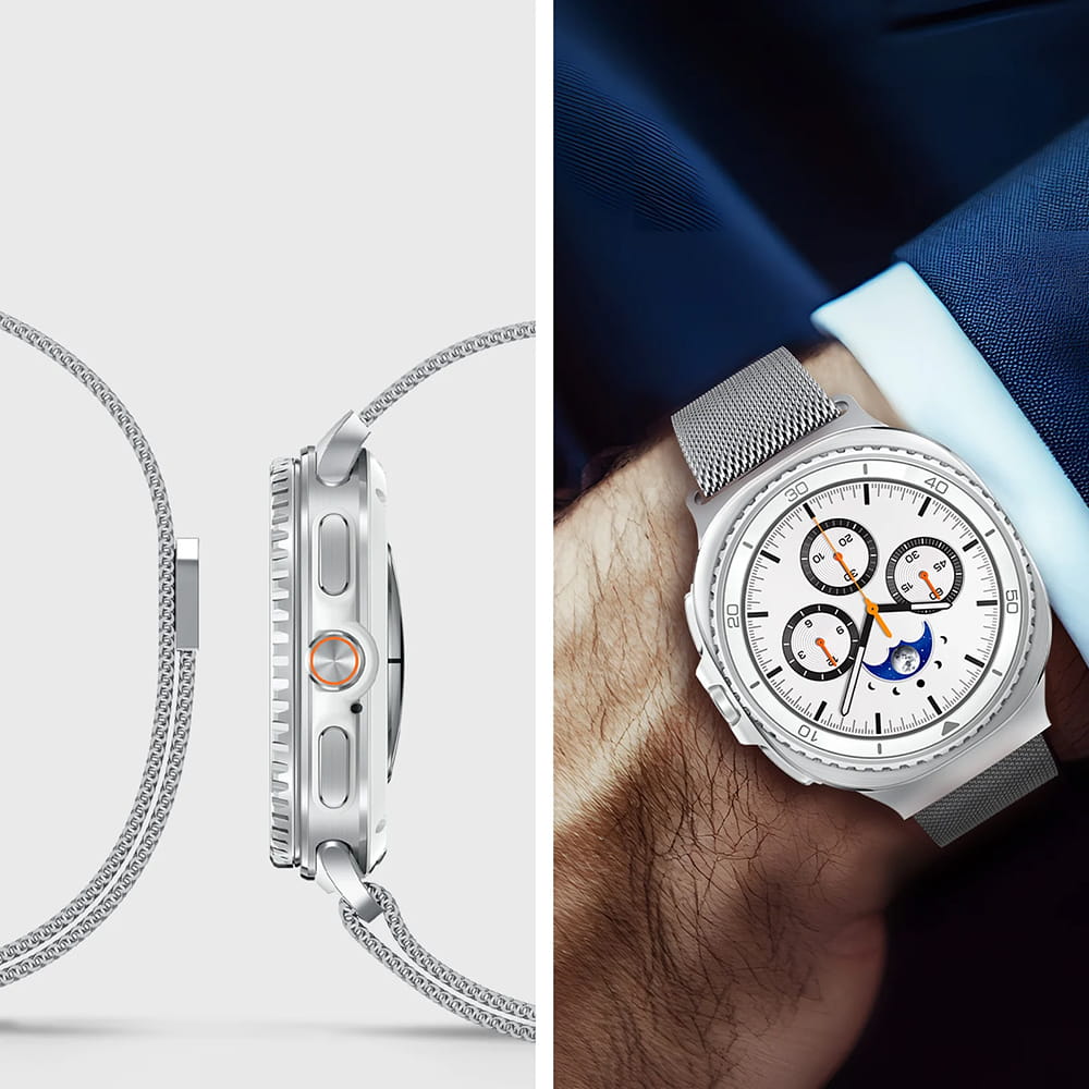 Kaiš Spigen Metal Fit za Samsung Galaxy Watch9 / Watch8 / Watch8 Classic Series, Srebrna AMP10121