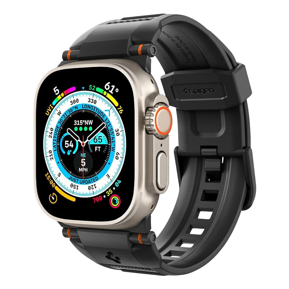 Kaiš Spigen Rugged za Apple Watch 49mm / 46mm / 45mm / 44mm / 42mm Series, Crna AMP07105