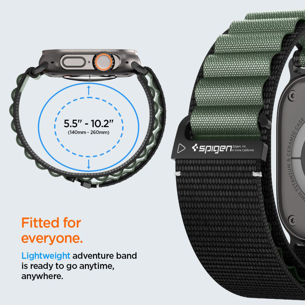 Kaiš Spigen WBF1 za Apple Watch 49mm / 46mm / 45mm / 44mm seriju, Crno Zeleni