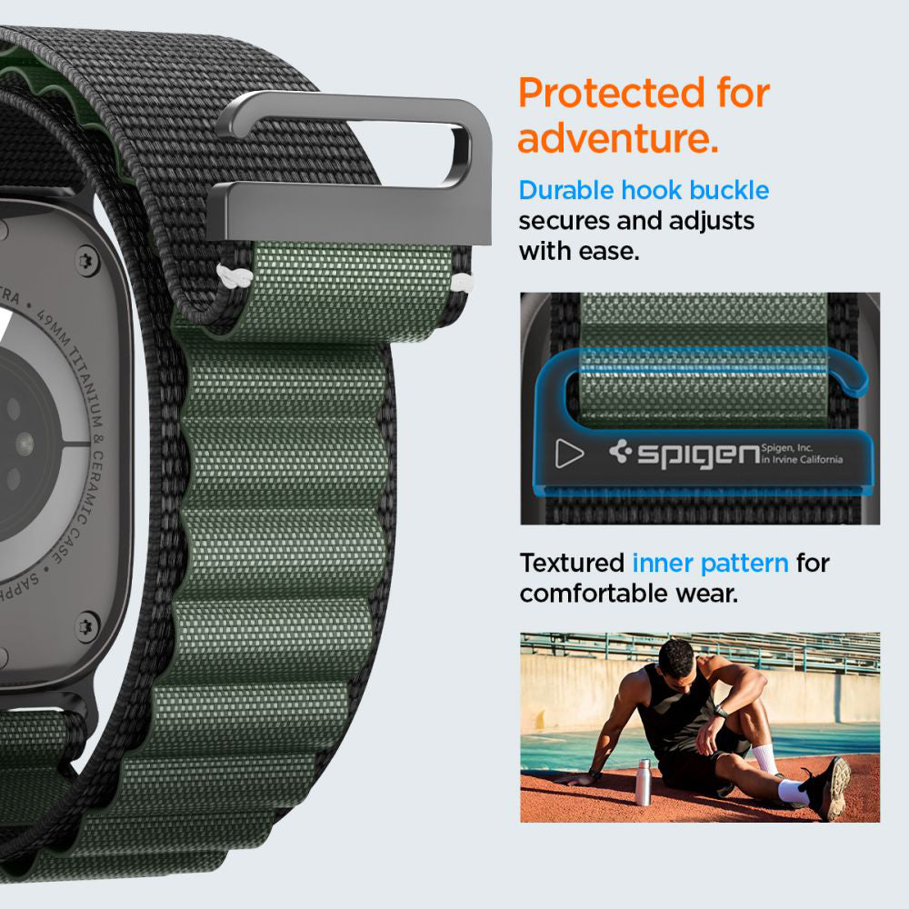 Kaiš Spigen WBF1 za Apple Watch 49mm / 46mm / 45mm / 44mm seriju, Crno Zeleni