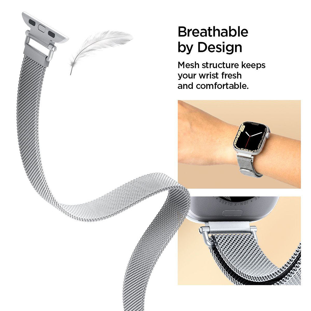 Kaiš Spigen WBM4 za Apple Watch 42mm / 41mm / 40mm Series, Srebrna AMP10498
