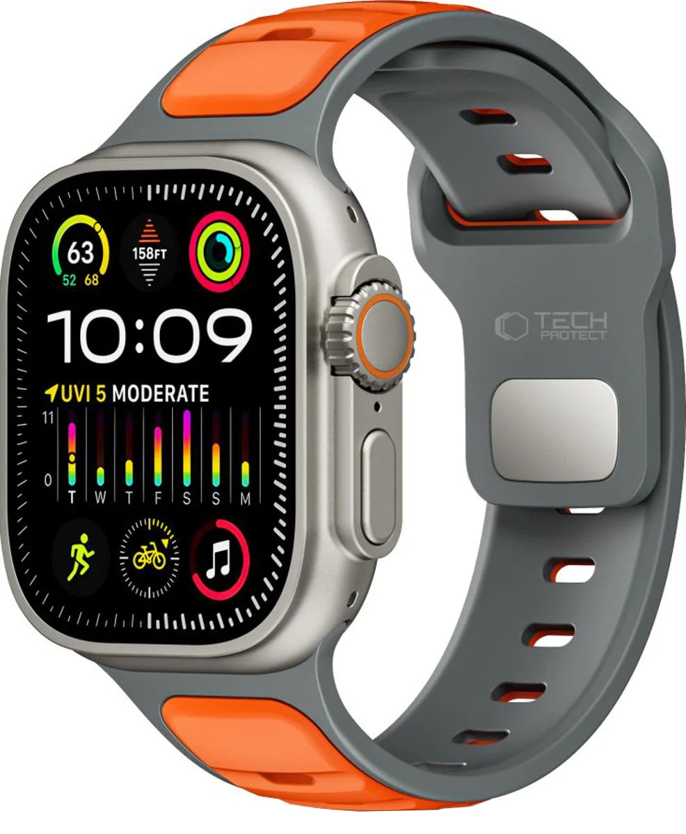 Kaiš Tech-Protect Iconband Line za Apple Watch 49mm / 46mm / 45mm / 44mm serije, Sivo-narandžasta