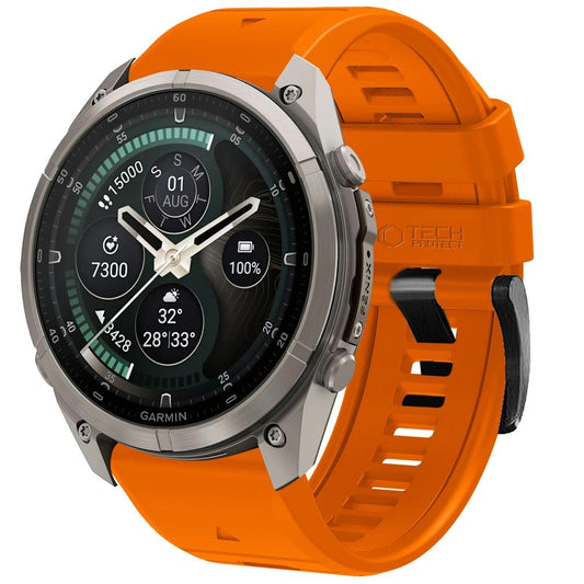 Techsuit silikonska narukvica za Garmin Fenix 5 / 6 / 6 Pro / 7 / 8 / 8 Pro / E / 9 / 9 Pro, narandžasta