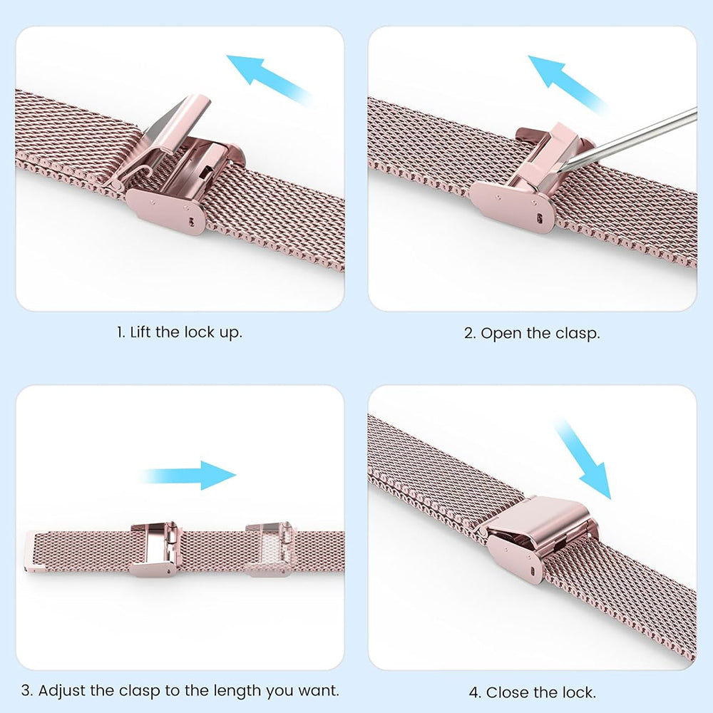 Kaiš Techsuit W022 za Xiaomi Smart Band 9 / 8, 15mm, Zlatno Roze