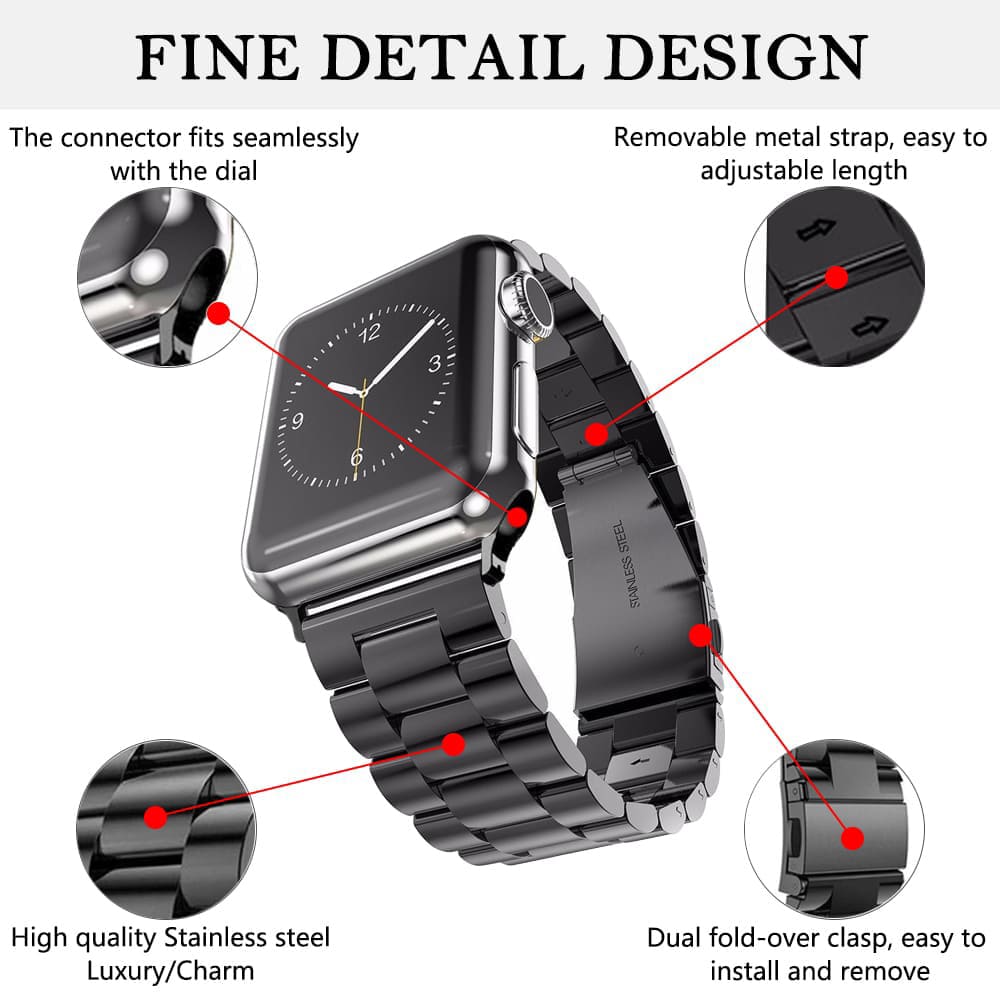 Kaiš Techsuit W036 za Apple Watch 42mm / 41mm / 40mm / 38mm seriju, Crni