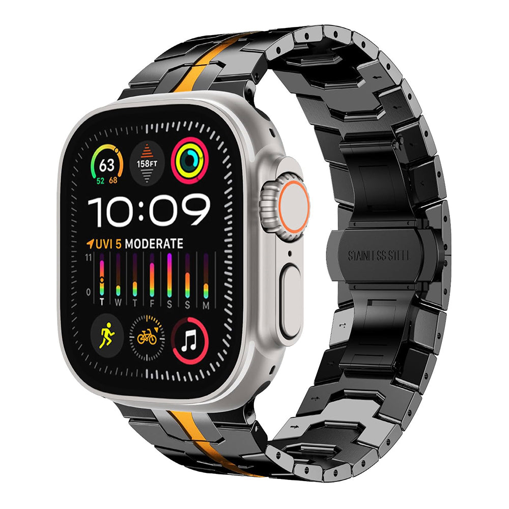 Kaiš Techsuit W063 za Apple Watch 49mm / 46mm / 45mm / 44mm / 42mm serije, Crno-Narandžasti