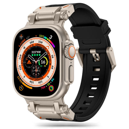 Kaiš Techsuit W064 za Apple Watch 49mm / 46mm / 45mm / 44mm / 42mm serije, Crno Srebrni
