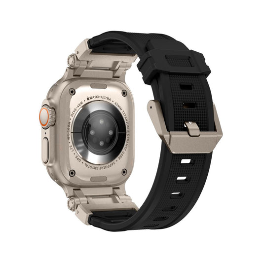 Kaiš Techsuit W064 za Apple Watch 49mm / 46mm / 45mm / 44mm / 42mm serije, Crno Srebrni